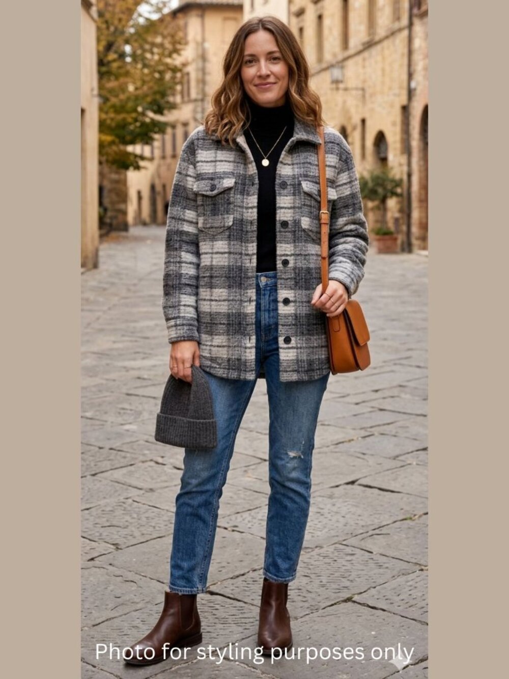Joie Cream and Gray Shacket Shirt Jacket